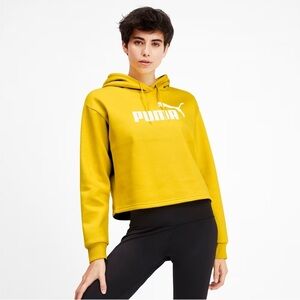Puma Mustard Yellow Cropped Hoodie size L